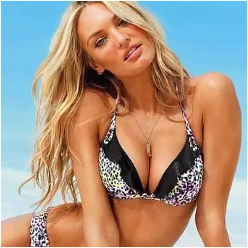 Victoria's Secret 2012 Bombshell Neon Animal Extra Lift Bikini Swim Top 32C /Sm
